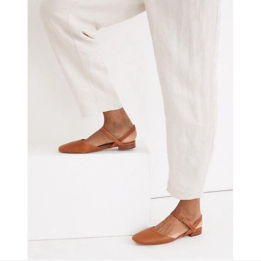Madewell The Jeanne Slingback Flat in Lizard Embossed Leather - Picture 2 of 11